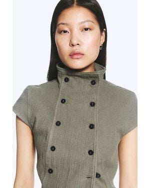 Weekday Double Breasted Cotton Top - Green
