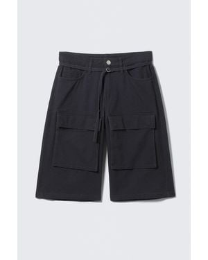 Weekday Low Rise Cargo Cotton Twill Jorts - Blue