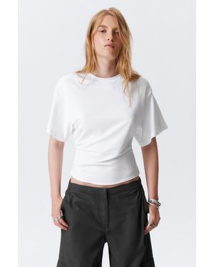 Weekday Draped Fitted T-Shirt - White