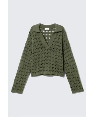 Weekday Loose Open-Knit Jumper - Green