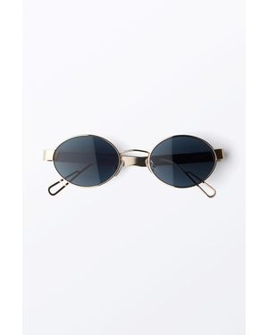 Monki Minimal Metal Oval Sunglasses - White