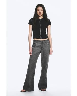 Weekday Low Rise Loose Bootcut Trousers - Black