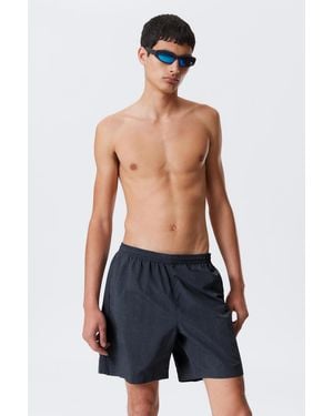 Weekday Checked Nylon Swim Shorts - Blue
