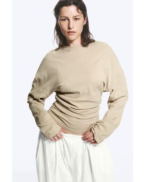 Weekday Pleated Long-Sleeved Top - Natural