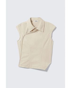 Weekday Cap-Sleeved Asymmetric Ripstop Top - Natural