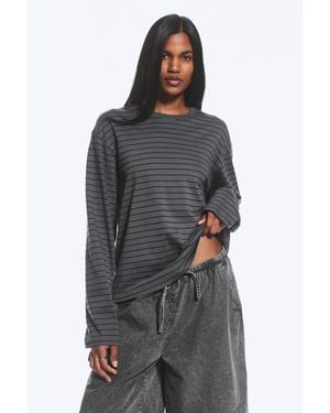 Weekday Long-Sleeved Boxy Cotton T-Shirt - Black