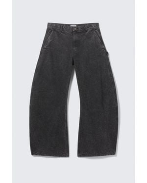 Weekday Loose Barrel Leg Workwear Trousers - Grey