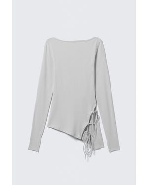 Weekday Asymmetric Long-Sleeved Cross Back Top - Grey