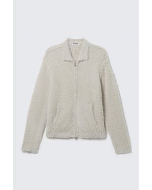 Weekday Hairy Knitted Zip Cardigan - Grey