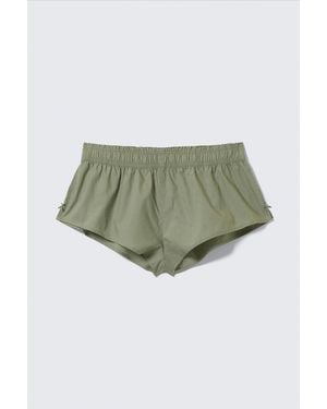 Monki Mid-Rise Cotton Poplin Pyjama Briefs - Green