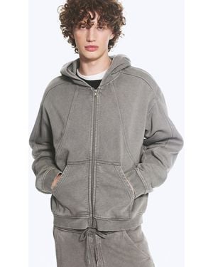Weekday Boxy Hoodie Mit Reißverschluss - Grau