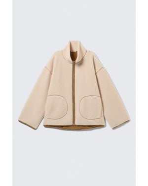 Monki Relaxed Pile Fleece Jacket - Blue