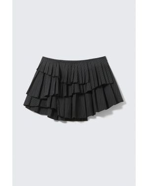 Weekday Pleated Layered Mini Skirt - Black