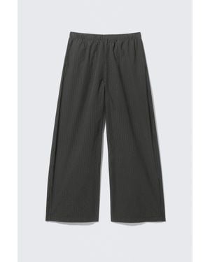 Weekday Low Loose Cotton Trousers - Grey