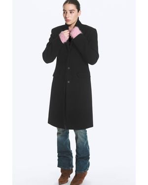 Monki Knielanger Wollmantel Im 70Er-Stil - Schwarz