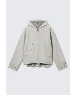 Weekday Locker Geschnittene Kapuzenjacke Aus Canvas - Schwarz