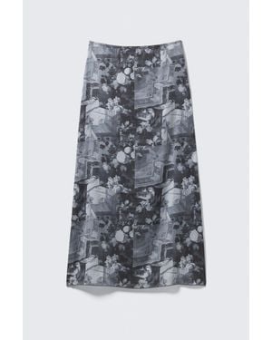 Monki Printed Low Rise Maxi Skirt - White