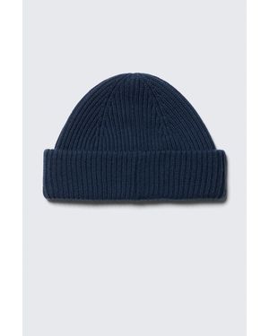 Weekday Fold Knit Wool Blend Beanie - Blue