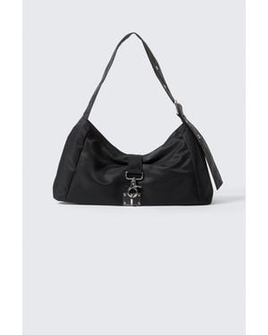 Weekday Small Slouched Clasp Shoulder Bag - Black