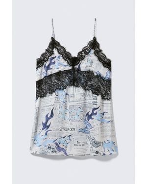 Weekday Lace-Trim A-Line Mini Slip Dress - White