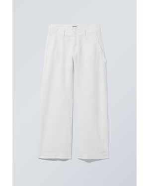 Weekday Loose Carpenter Linen Blend Trousers - White