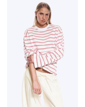 Monki Long-Sleeved Cotton T-Shirt - Pink