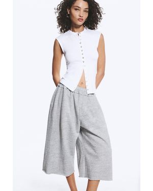 Weekday Pearl Button Up Top - Grey