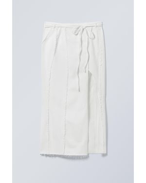 Weekday Raw-Edged Maxi Denim Wrap Skirt - White