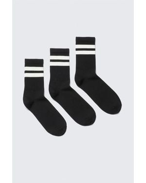 Weekday 3-Pack Striped Sport Socks - White