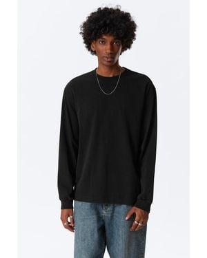 Weekday Relaxed Long-Sleeved Cotton T-Shirt - Black