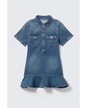 Monki Denim Tunic Mini Dress - Blue