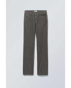 Weekday Low Waist Slim Straight Corduroy Trousers - Grey