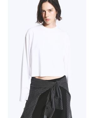 Weekday Cropped Oversized Long-Sleeved T-Shirt - White