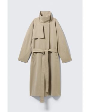 Weekday Loose Fit Trench Coat With Funnel Collar - Natural