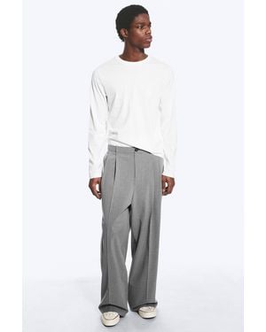 Weekday Nate Regular Waist Baggy Straight Leg Trousers - Grey