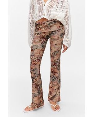 Monki Printed Low Waist Flared Pyjama Trousers - Pink