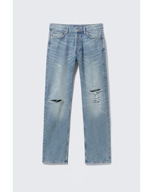Weekday Space Relaxed Straight Leg Distressed Jeans - Blue