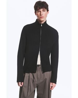 Weekday Lockerer Strick-Cardigan Mit Reißverschluss - Schwarz