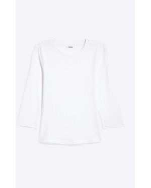 Monki Round Neck Three-Quarter Sleeve Top - White