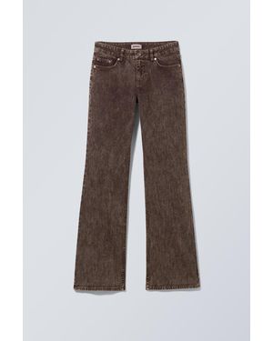 Weekday Low-Rise Bootcut Cotton Dobby Trousers - Brown