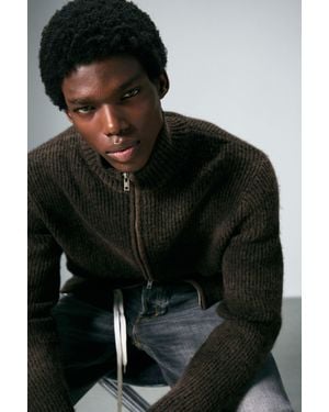 Weekday Knitted Wool-Blend Zip Cardigan - Black