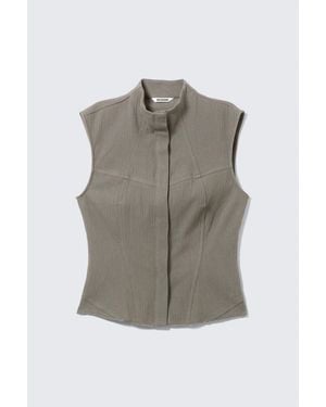 Weekday Sleeveless Structured Twill Top - Grey