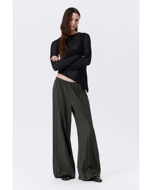 Weekday Low Rise Loose Pull-On Cotton Trousers - Grey
