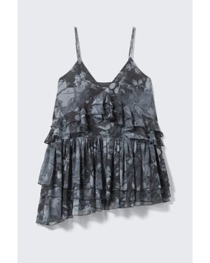 Weekday Layered Ruffled Mini Cami Dress - Blue
