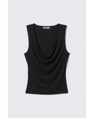 Weekday Sleeveless Draped Waterfall Top - Grey