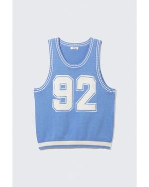 Monki Varsity Knitted Tank Top - Blue