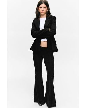 Monki Flared Rhinestone Trousers - Black