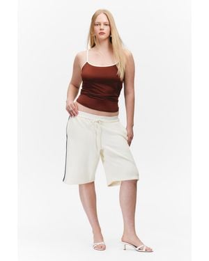 Monki Relaxed Low Rise Terry Bermuda Shorts - White