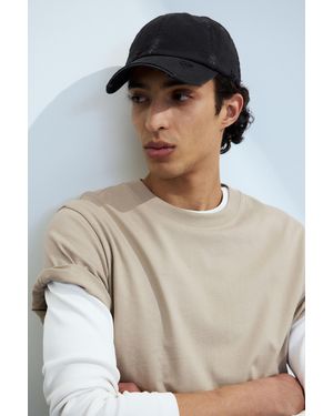 Weekday Distressed Cotton Canvas Baseball Cap - Black