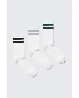 Weekday 3-Pack Striped Crew Socks - Multicolour